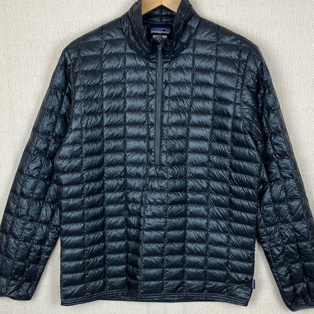 Patagonia Ultralight Down 1/2 Zip Pullover Shirt Jacket Men's Small Black - Picture 2 of 16